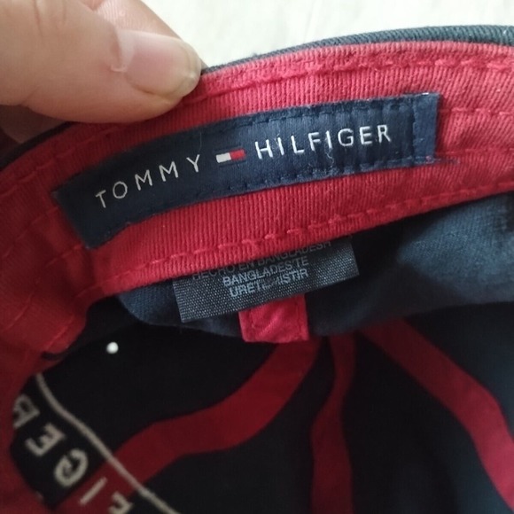 Tommy Hilfiger Hat Baseball Cap Blue White Spell Out Adjustable Strap Cotton - Picture 10 of 13